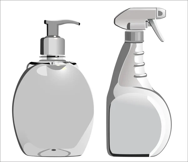Бутылки жидкого мыла, изолированные на белом — стоковый вектор