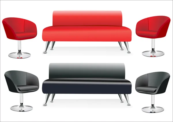 Sofa und zwei Stühle — Stockvektor