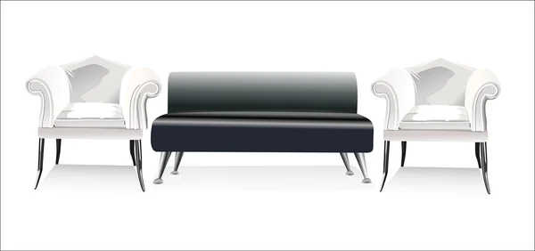 Sofá y dos sillas — Vector de stock