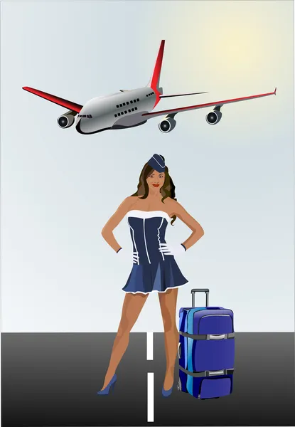 Viajero de negocios con equipaje en aeropuerto — Vector de stock