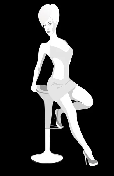 Mooie vrouw zit op een stoel. — Stockvector