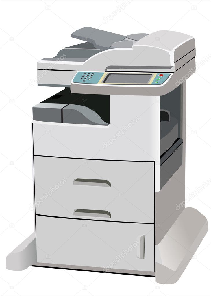 Professional multifunction printer isolated on white