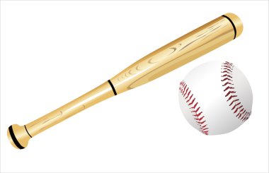 Baseball bat and ball against white background, abstract vector art illustration clipart