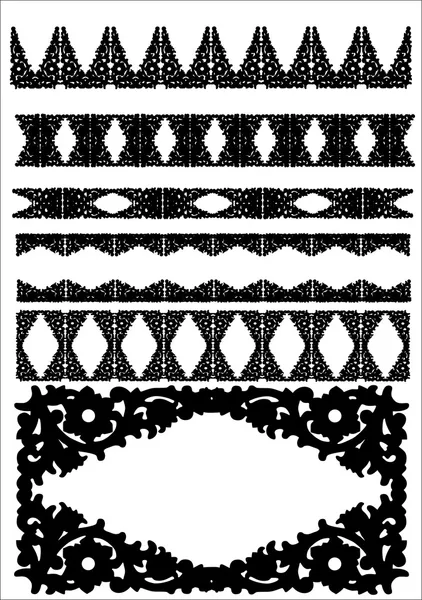 stock vector Vector set of silhouettes of iron fences.