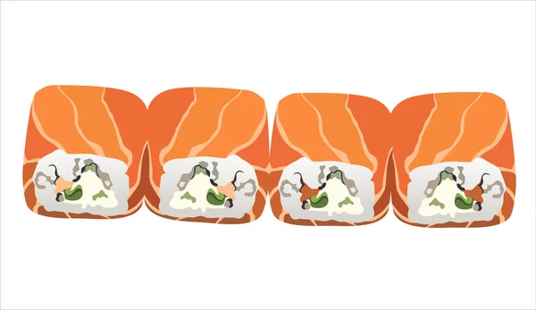 Rotolo di sushi isolato su bianco — Vettoriale Stock