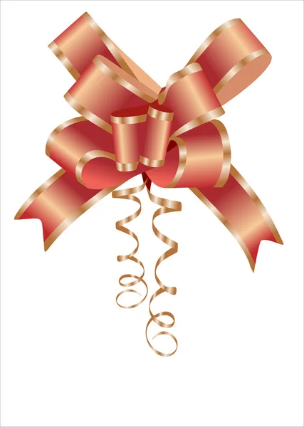 Red satin gift bow. Ribbon. Isolated on white — Stock Vector