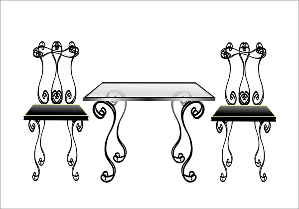 Table w Chaises sur fond blanc . — Image vectorielle