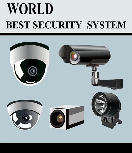 Sistema de segurança de câmera de vídeo isolado —  Vetores de Stock