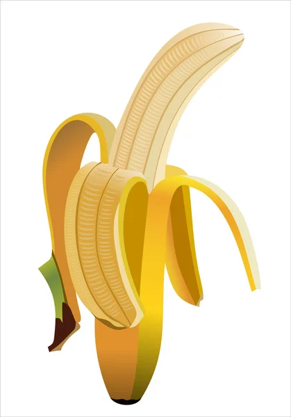 Відкритий банан ізольований на білому тлі — стоковий вектор