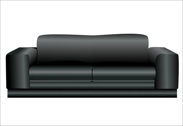 Imagen de un moderno sofá de cuero negro — Vector de stock