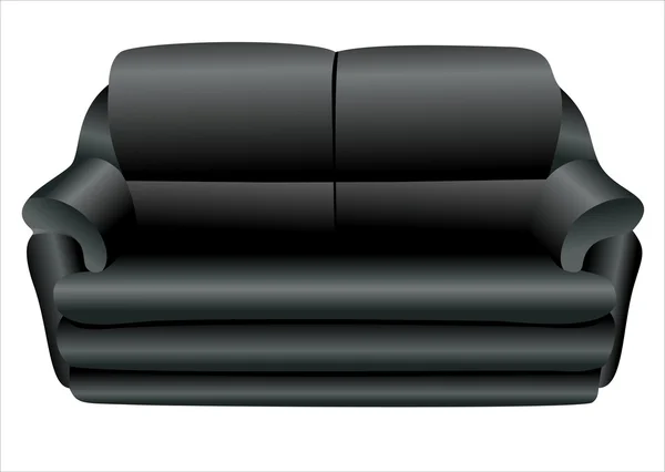 Kép egy modern fekete bőr kanapé — Stock Vector