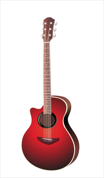 Guitarra de recorte acústica isolada sobre fundo branco — Vetor de Stock