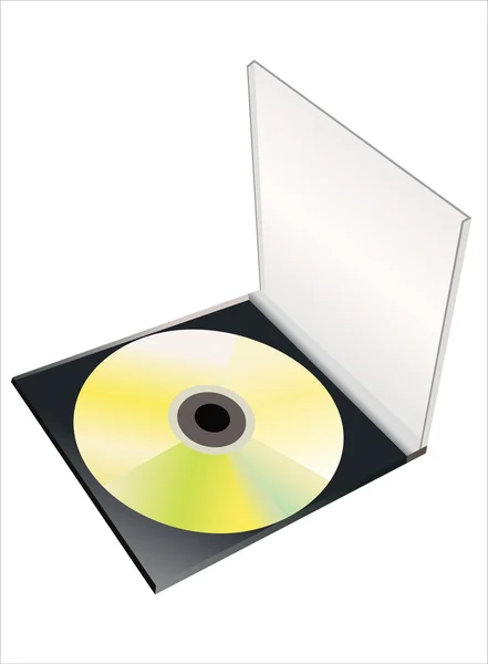 Scatola CD con disco su sfondo bianco — Vettoriale Stock