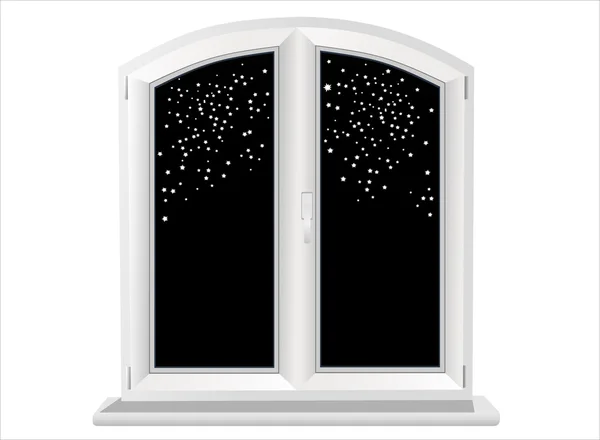 White plastic double door window — Stock Vector