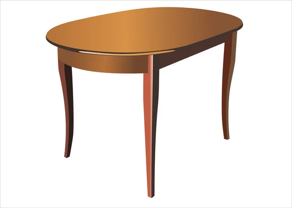 Starožitný dřevěný kulatý stůl izolovaný na bílé — Stockový vektor