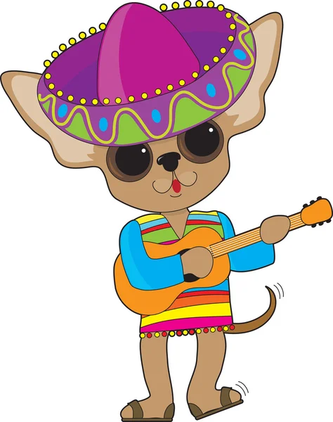 Chihuahua gitar — Stok Vektör