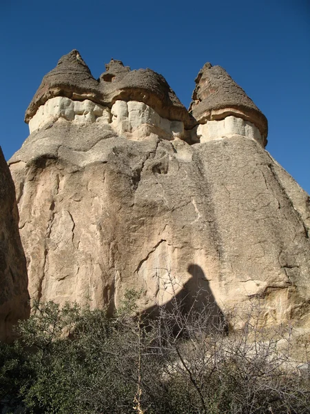 Feenschornsteine, Felsformationen, in der Nähe von Goreme, Kappadokien, Türkei — Stockfoto