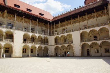 Arcades wawel Castle, Krakov, Polonya.