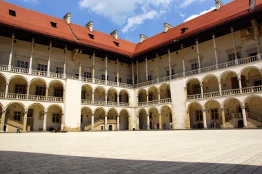 Arcades wawel Castle, Krakov, Polonya.