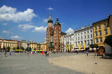 Krakov, Polonya eski şehir ana pazar meydanında