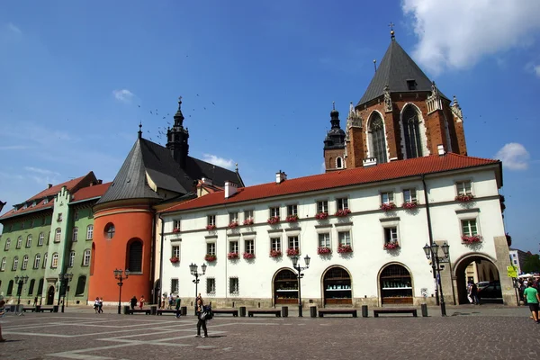 Plaza del Mercado en Cracovia, Casco Antiguo, Polonia — Foto de Stock