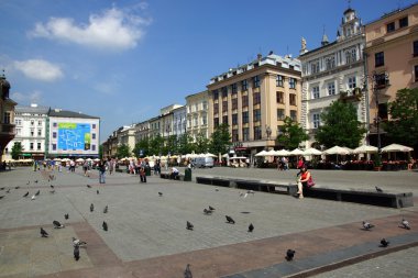 Krakov, Polonya eski şehir ana pazar meydanında