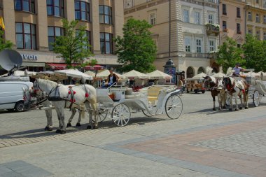 Krakov, Polonya eski şehir ana pazar meydanında