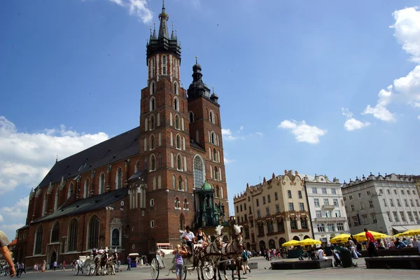 Praça do Mercado Principal em Cracóvia, Cidade Velha, Polónia — Fotografia de Stock