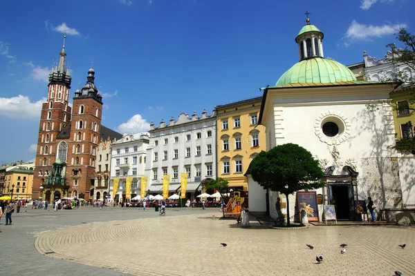 Plac rynek główny w Krakowie, Kraków, stare miasto, Polska — Zdjęcie stockowe