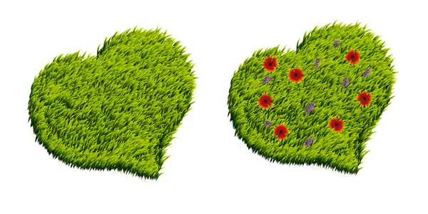 Yeşil çim kalp şekli — Stok fotoğraf