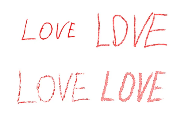 Láska ručně kreslenou slov — Stock fotografie