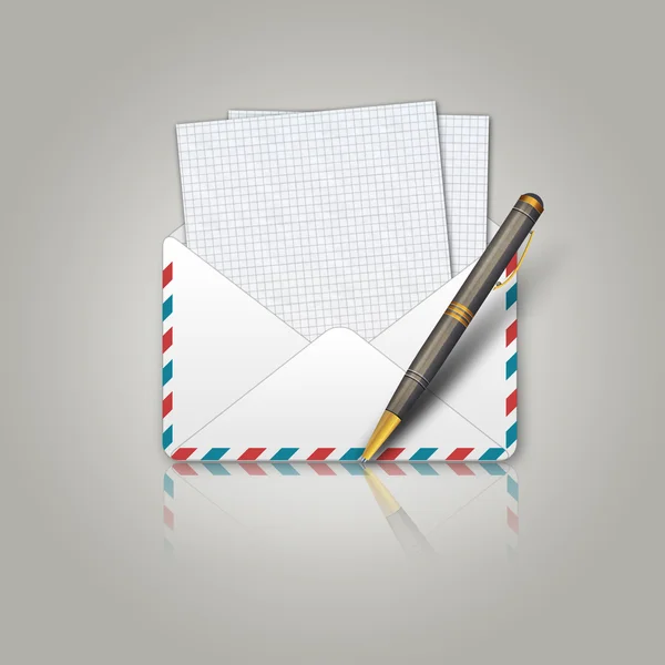 Postal envelope and pen — Stock Photo, Image
