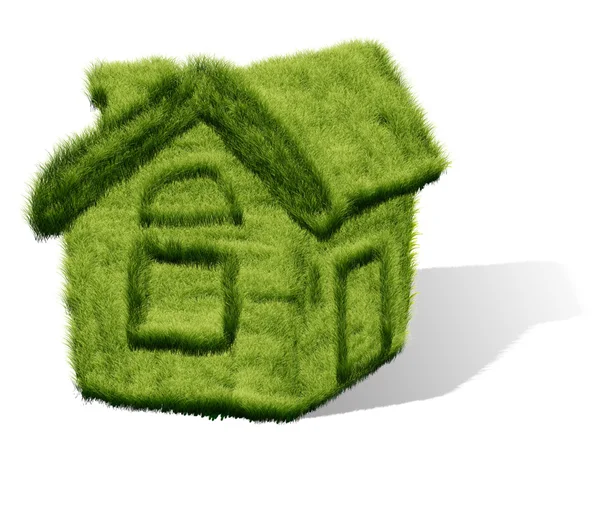 Groen gras huis — Stockfoto