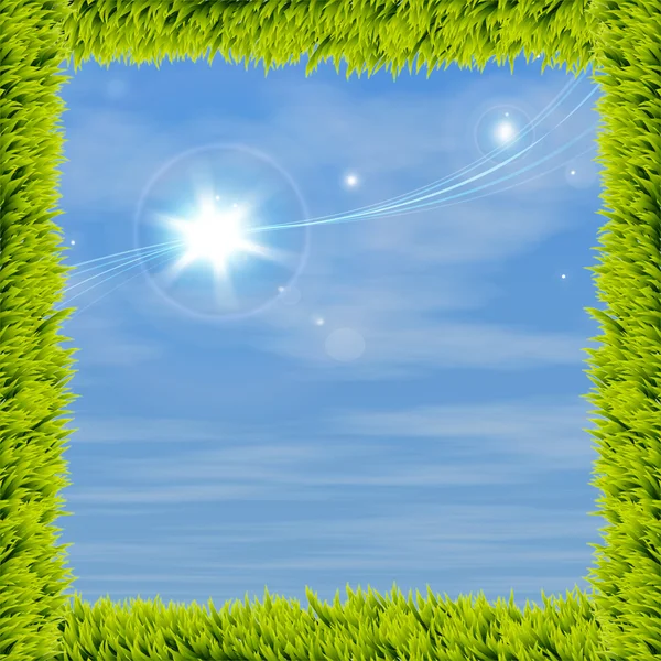 Grønne græs og blå himmel - Stock-foto