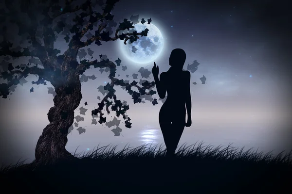 Girl touching the moon | Girl touch the moon — Stock Photo © artshock ...