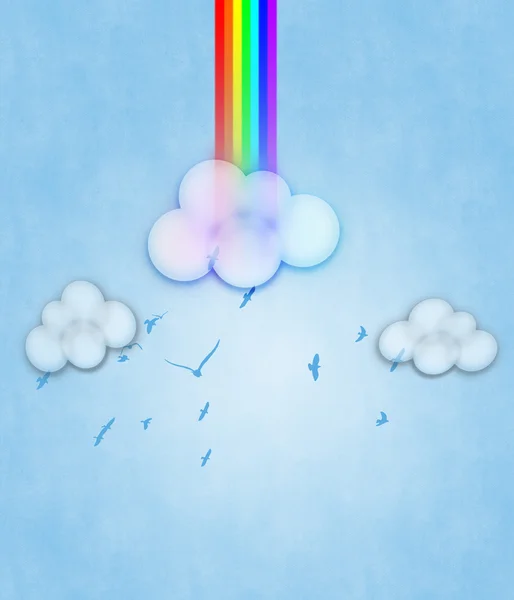 Arco-íris abstrato e nuvens — Fotografia de Stock