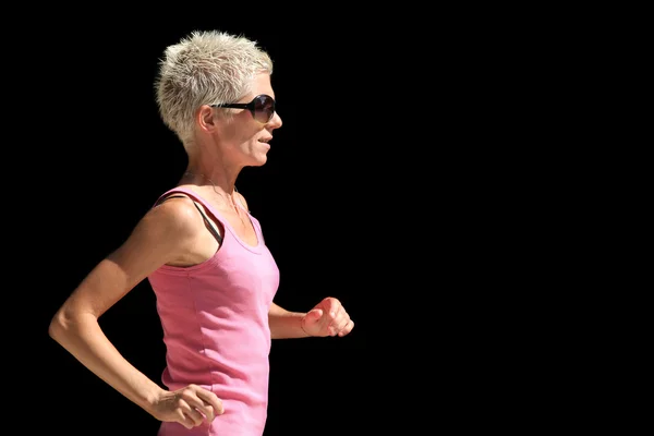 Fit caucasian woman running — Stock Photo, Image
