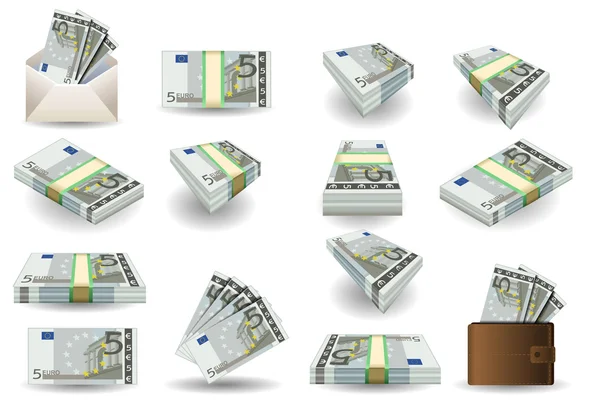 Série complète de billets de cinq euros — Image vectorielle