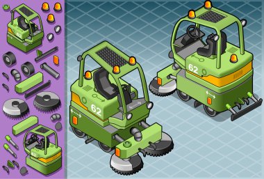 Isometric cleaner machine in two position clipart