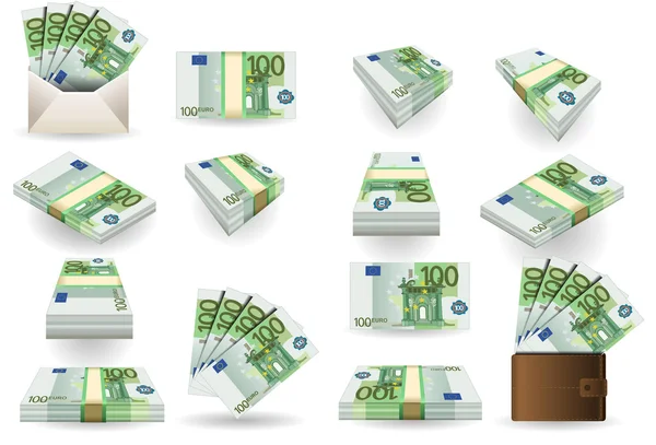 Full set of hundred euros banknotes — Stock Vector