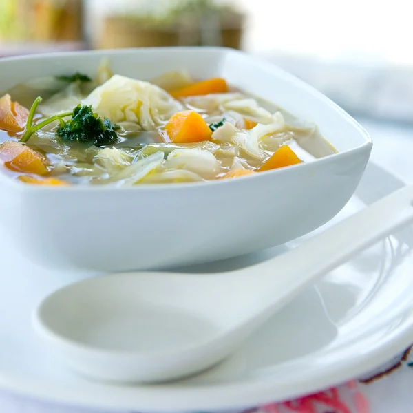 stock image Delicious cabbage and carrot soup