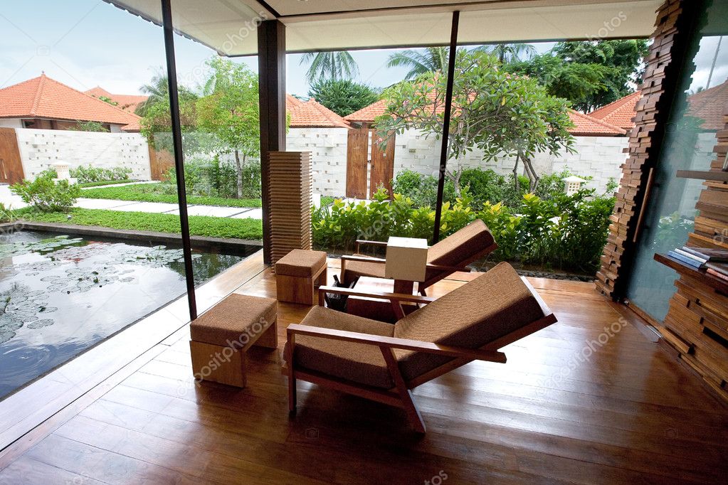 Beautiful spa lounge setting in the tropics