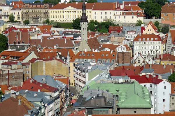 Paisaje del tejado visto desde la cima de una ciudad de Estonia en Europa —  Fotos de Stock