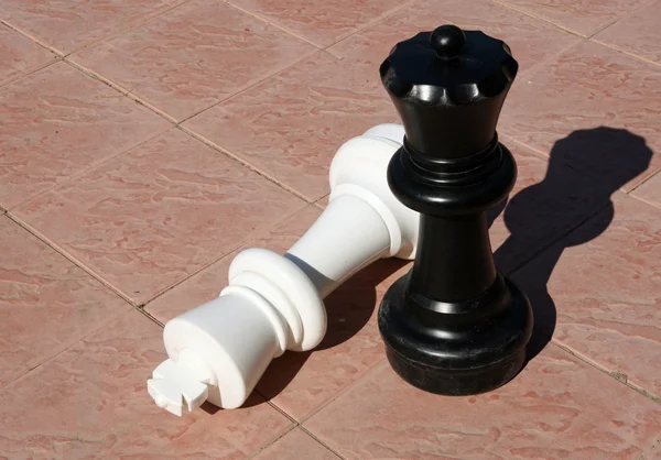 Белый король в шах и мат от Черной Королевы — стоковое фото