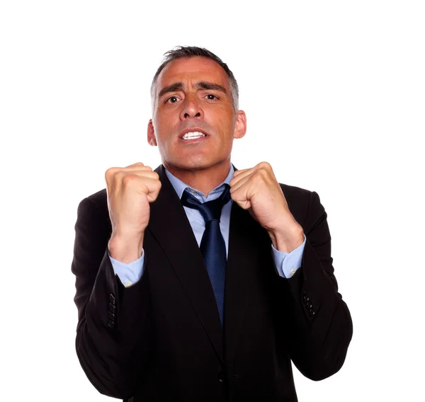 Business man with clenched fists — Stock Photo, Image