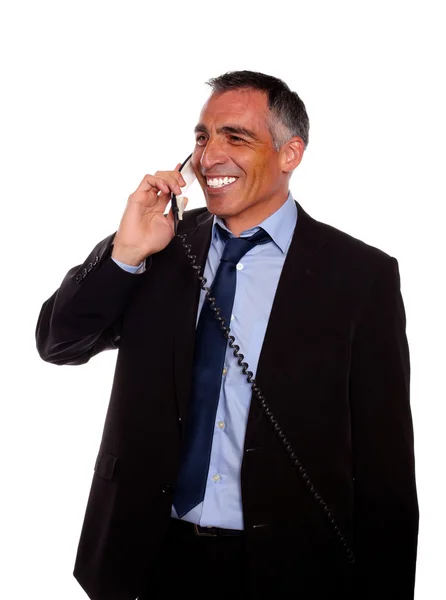 Бизнесмен говорит по телефону — стоковое фото