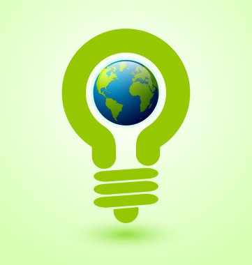 Light bulb earth icon clipart