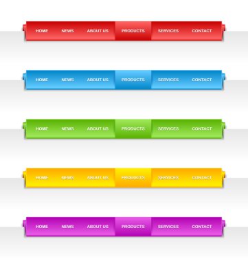 Colorful folded paper navigation menu clipart