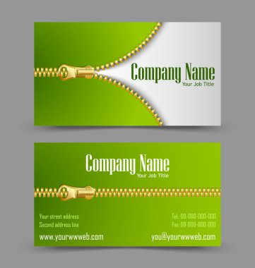 Zipper theme business card clipart