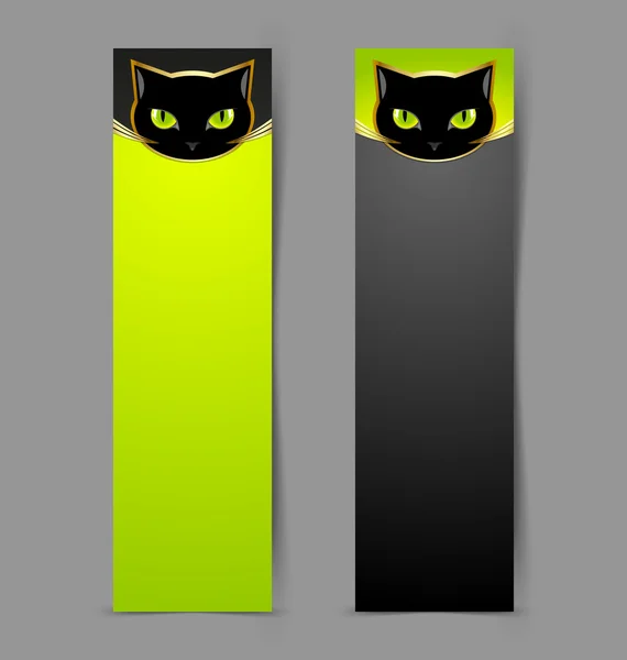 Bannières tête de chat noir — Image vectorielle